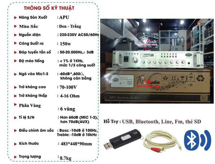 Amply APU 150w phân 6 vùng âm thanh