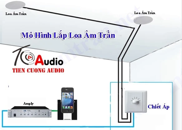 Cấu hình amply loa âm trần dùng cho hệ thống âm thanh trà sữa