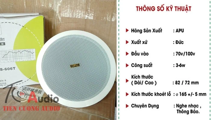 Loa âm trần APU CLS 606T nghe nhạc ấm tiếng trong