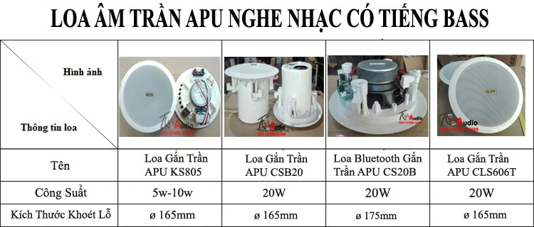 Loa âm trần APU nghe nhạc có tiếng bass