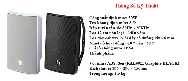 Thông số kỹ thuật của loa hộp Toa BS1030B