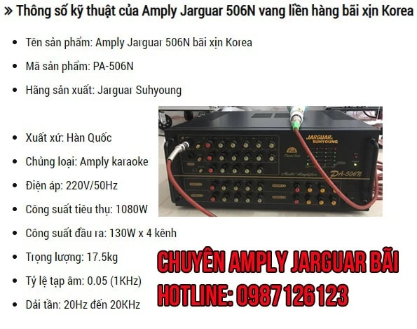 Amply jarguar 506n vang liền hàng bãi xịn korea