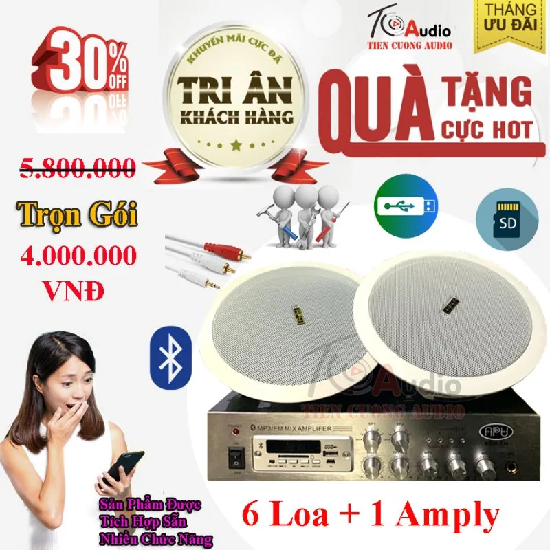 Khuyến mãi bộ cấu hình loa nghe nhạc cho showroom ô tô giá rẻ 4.000.000VNĐ