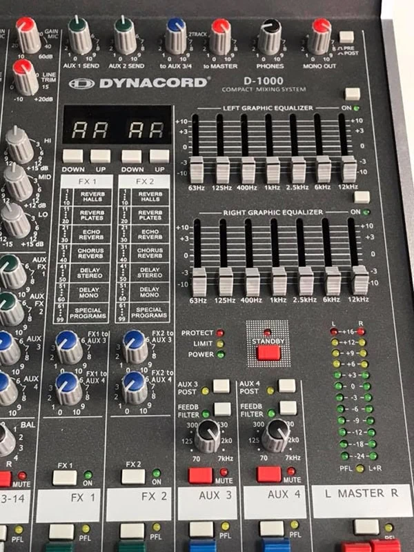 Các nút căn chỉnh trên Mixer Dynacord 1000