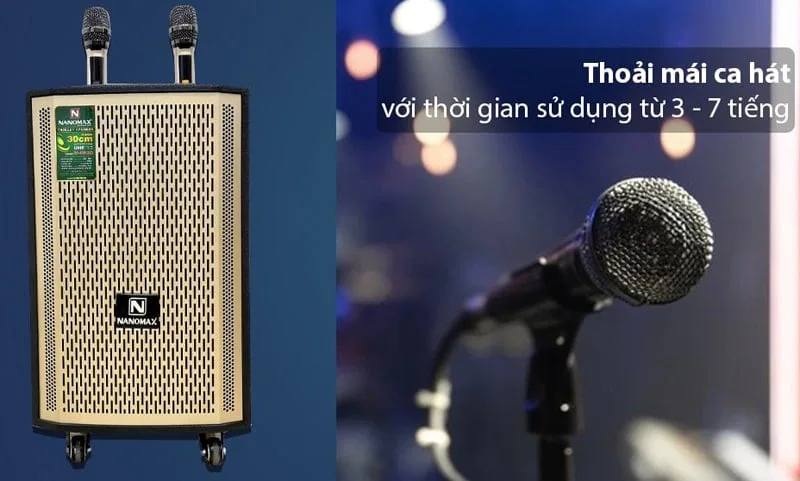 Thời gian sử dụng pin của loa Nanomax S-800 cực kỳ hiệu quả